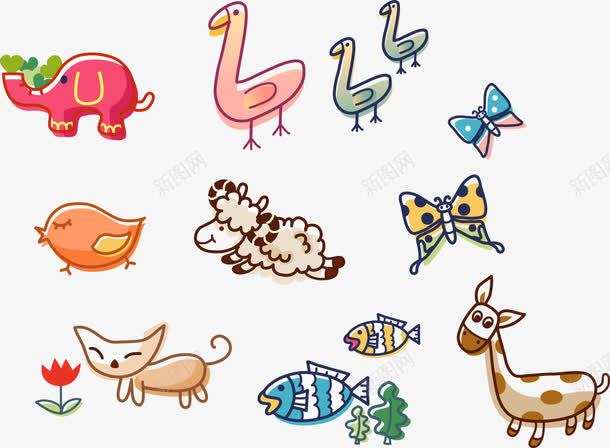合成创意卡通手绘小动物png免抠素材_新图网 https://ixintu.com 创意 动物 卡通 合成