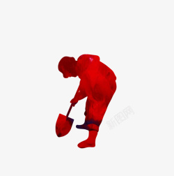 红色铲子红色工人形象剪影高清图片