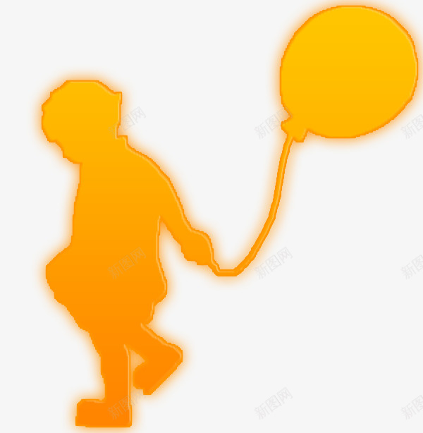 儿童节孩子拿气球剪影png免抠素材_新图网 https://ixintu.com 儿童节 六一 剪影 气球