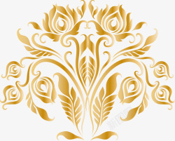 金色的飘扬花金属质感花纹高清图片