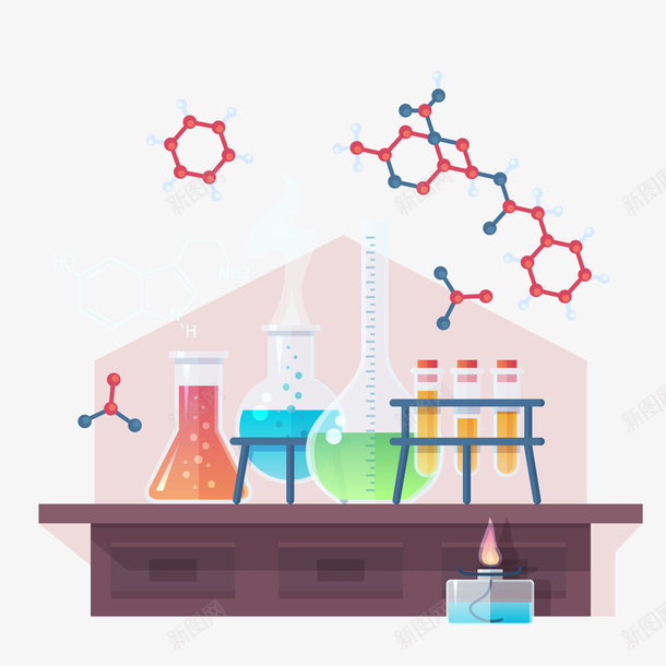 卡通化学研究插画矢量图ai免抠素材_新图网 https://ixintu.com 化学研究 化学试剂 扁平化 插画设计 科研 矢量图