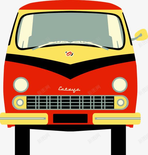 红色黄色的卡通面包车png免抠素材_新图网 https://ixintu.com 卡通 卡通红色 面包车 黄色卡通