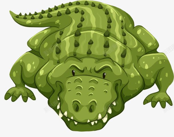 卡通鳄鱼装饰png免抠素材_新图网 https://ixintu.com 凶恶 小眼睛 绿色 鳄鱼