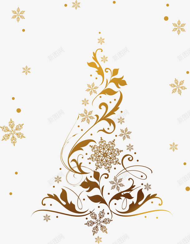 圣诞节黄色圣诞树png免抠素材_新图网 https://ixintu.com 创意圣诞树 圣诞节 漂浮雪花 美丽雪花 黄色圣诞树 黄色雪花