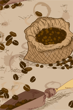矢量手绘复古咖啡背景背景
