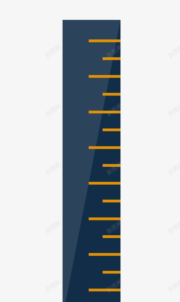 蓝色直尺png免抠素材_新图网 https://ixintu.com 刻度 卡通 手绘 直尺 直尺图案 简图 线条 蓝色 黄色