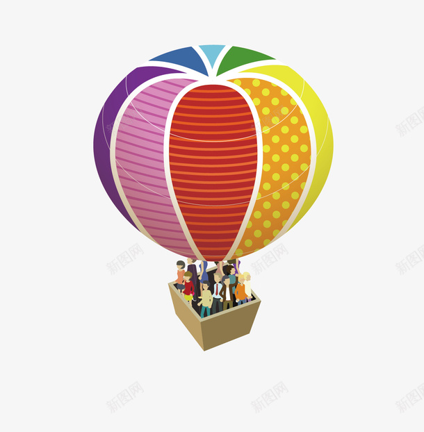 乘坐着热气球的人们矢量图ai免抠素材_新图网 https://ixintu.com 人 彩色热气球 插画 热气球 矢量图