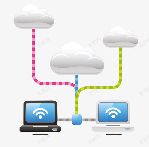 计算机云传送元素png免抠素材_新图网 https://ixintu.com 云传送 电脑 计算机