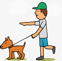 全民健身遛狗散步矢量图素材