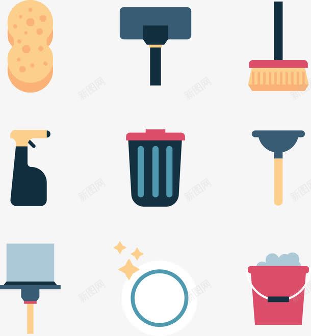 清理垃圾用具png免抠素材_新图网 https://ixintu.com 吸尘器 垃圾桶 水桶