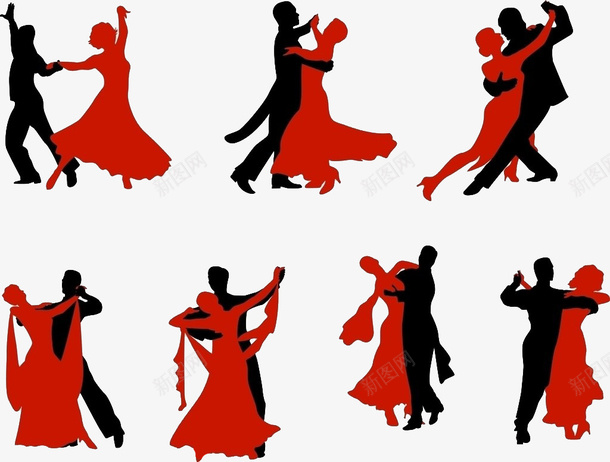 舞伴png免抠素材_新图网 https://ixintu.com 双人舞 红色 跳恰恰舞 跳舞 黑色