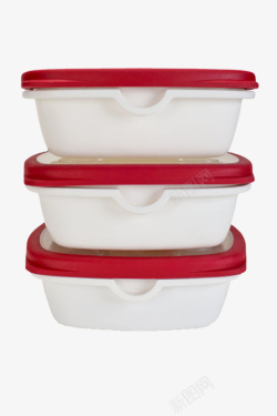 红色盖子的饭盒塑胶制品实物素材