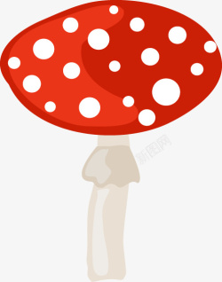 手绘卡通红色蘑菇素材