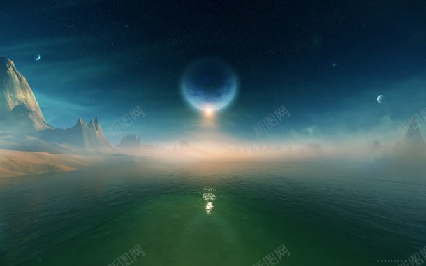 梦幻蓝色星空海面jpg设计背景_新图网 https://ixintu.com 星空 梦幻 海面 蓝色