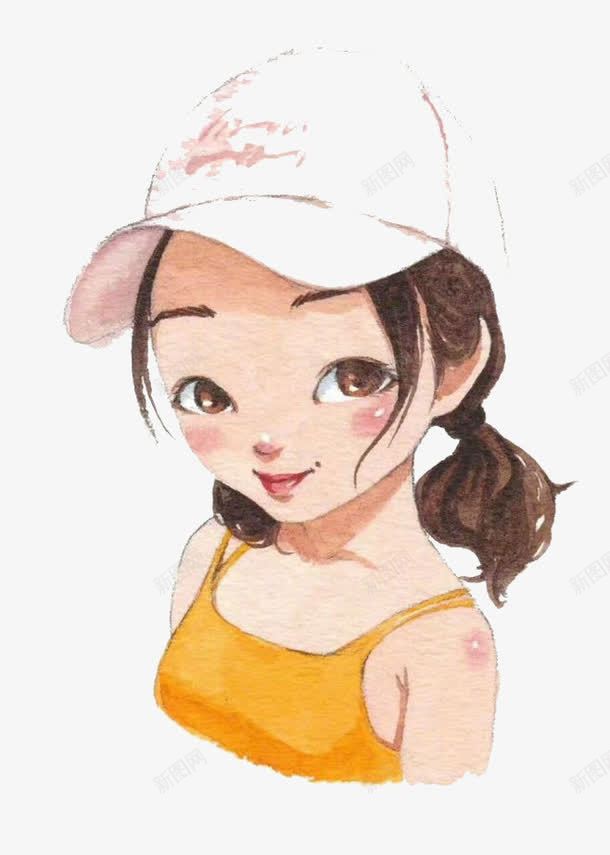 卡通女孩png免抠素材_新图网 https://ixintu.com 卡通 可爱 女孩 手绘 棒球帽 水彩 短发 装饰