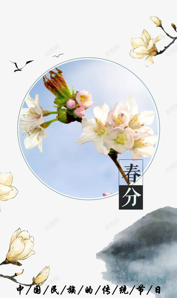 春分花朵节日png免抠素材_新图网 https://ixintu.com 中国风 春分 节日 花朵