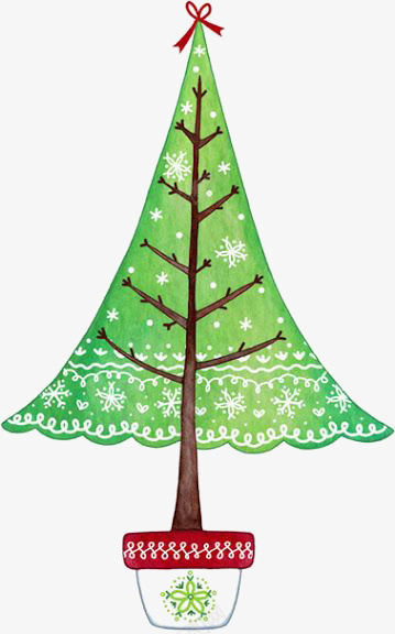手绘绿色圣诞树png免抠素材_新图网 https://ixintu.com 圣诞树 圣诞节装饰 手绘素材 绿色植物