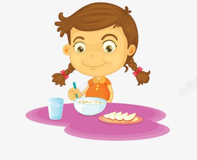 卡通画里用餐的小朋友png免抠素材_新图网 https://ixintu.com 卡通 女孩 小朋友 用餐