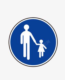 人行标志交通指示标志圆形蓝色图案图标高清图片