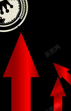 红色箭头印章黑色广告海报背景矢量图背景