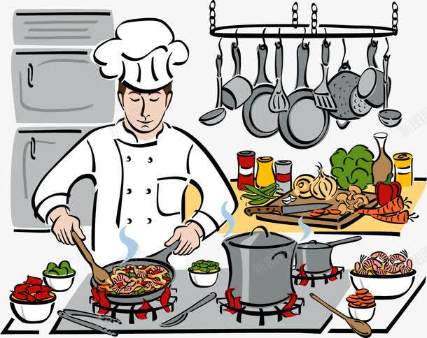 手绘做饭的厨师png免抠素材_新图网 https://ixintu.com 做饭的厨师 手绘 烹饪