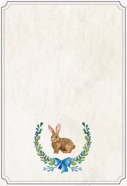 创意水彩兔子花环海报背景矢量图背景