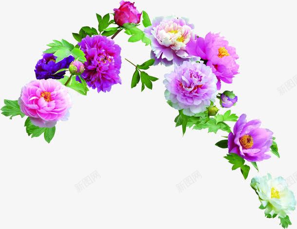 粉紫色花朵绿叶装饰png免抠素材_新图网 https://ixintu.com 紫色 绿叶 花朵 装饰
