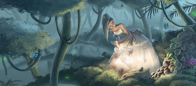 森林里的公主背景