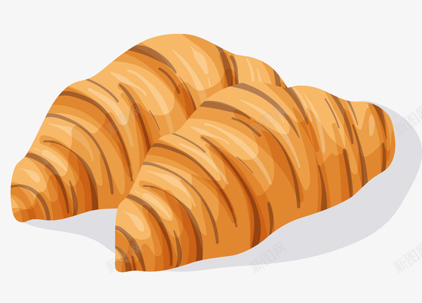 黄色牛角包png免抠素材_新图网 https://ixintu.com 卡通有趣 扁平化 牛角包 矢量图案 面包 食物
