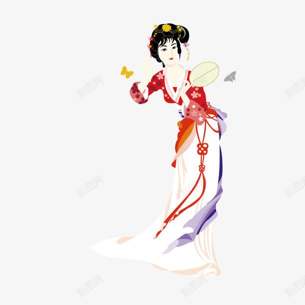 卡通纹绣中国古代女子png免抠素材_新图网 https://ixintu.com 中国 卡通 古代女子 纹绣 纹绣美女
