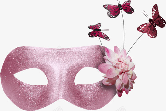 一个面具png免抠素材_新图网 https://ixintu.com 粉色 花朵 装饰