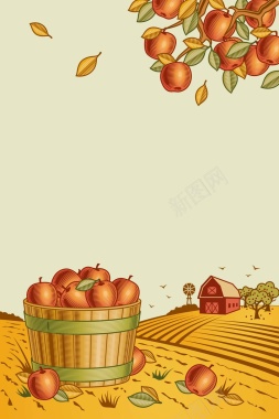 卡通手绘秋季果实丰收季节矢量图背景