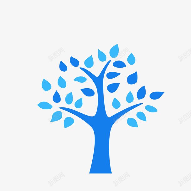 蓝色小树图png免抠素材_新图网 https://ixintu.com 小树 树形图 树状图 树状流程图 矢量蓝色 蓝色树叶