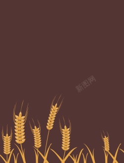 咖色手绘栅栏矢量手绘小麦粮食背景高清图片