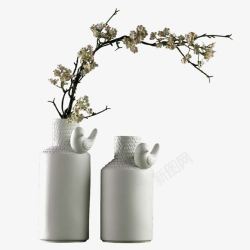 白色简约花瓶植物装饰图案素材