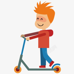 黄头发的男孩滑板车小男孩矢量图高清图片