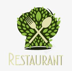 餐刀餐叉绿色餐厅高清图片