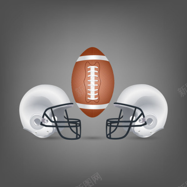 美式橄榄球用球与头盔背景矢量图背景