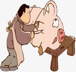 卡通屠宰屠夫宰猪高清图片