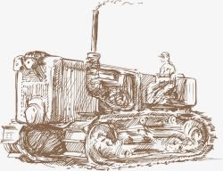 插画拖拉机手绘交通工具高清图片