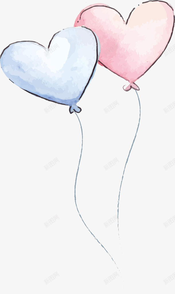 彩色水彩心形气球png免抠素材_新图网 https://ixintu.com 2个气球 卡通气球png 气球素材 气球素材png 气球素材免抠图