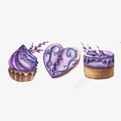 手绘紫色小蛋糕素材