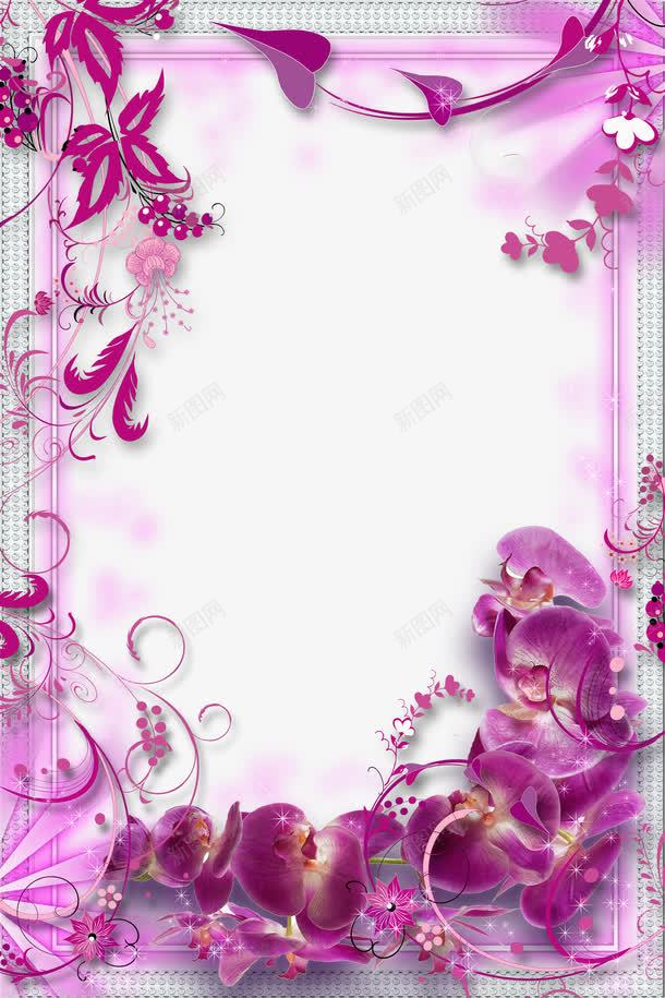 紫色花朵边框背景png免抠素材_新图网 https://ixintu.com 梦幻 紫色 背景 花朵 边框