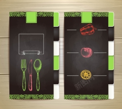 粉笔画蔬菜创意菜单手绘刀叉蔬菜背景模板矢量图高清图片