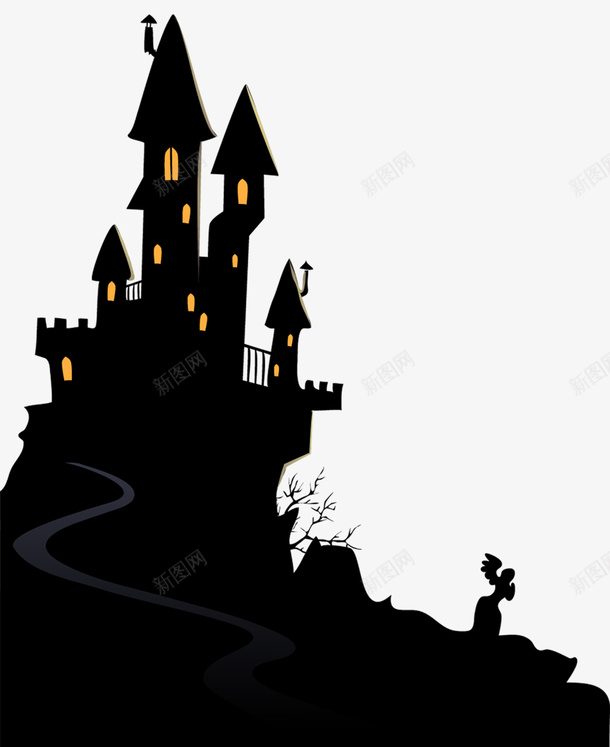 黑色城堡png免抠素材_新图网 https://ixintu.com PNG图形 城堡 建筑物 装饰 黑色
