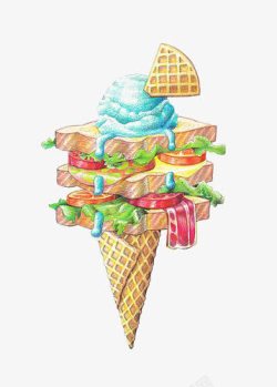 创意华夫饼冰淇淋高清图片
