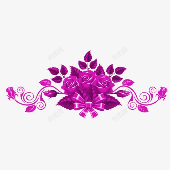 紫色玫瑰装饰品png免抠素材_新图网 https://ixintu.com 玫瑰 紫色 花纹 蝴蝶结