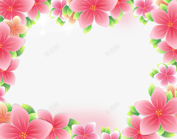 花朵图框psd免抠素材_新图网 https://ixintu.com 婚礼图框 平面设计花朵图框