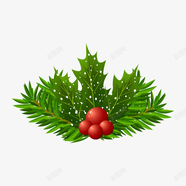 圣诞节绿植png免抠素材_新图网 https://ixintu.com png图形 圣诞节 红果实 绿叶 绿植 装饰