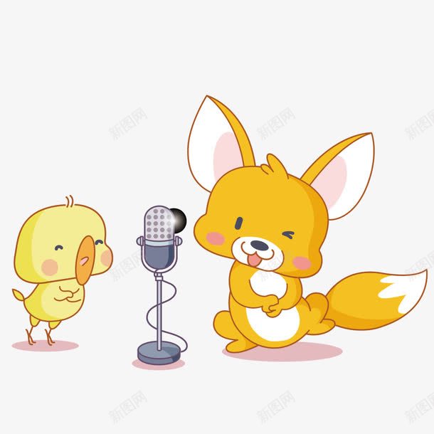 小鸡和狐狸在唱歌矢量图ai免抠素材_新图网 https://ixintu.com 动物 卡通 唱歌 小鸡 狐狸 矢量图